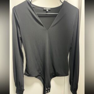 Dynamite Long Sleeve V-Neck Black Bodysuit Medium